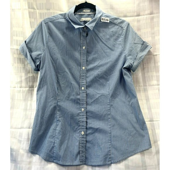 LIZ CLAIBORNE, Women SHIRT, BUTTON DOWN, SHORT sleeve, COLOR BLUE, SIZE S - Picture 1 of 9